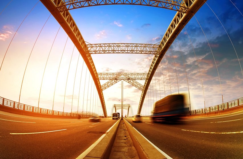 Truck Driving on Bridge